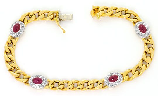 Foto 1 - Diamant Rubin Armband, 40 Diamanten, 4 Rubine, Gelbgold, S4581