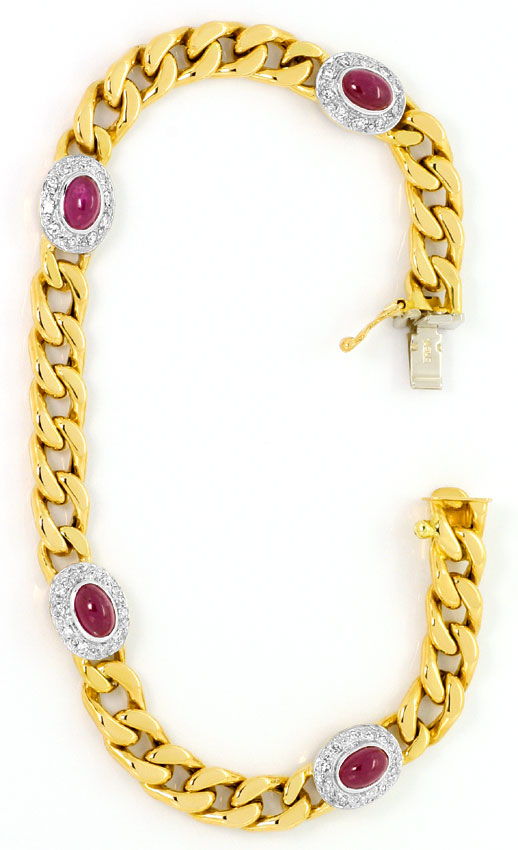 Foto 2 - Diamant Rubin Armband, 40 Diamanten, 4 Rubine, Gelbgold, S4581