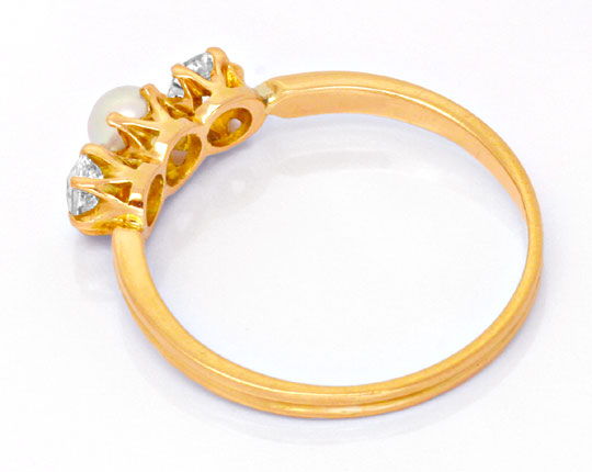 Foto 3 - Original antiker Diamanten-Perl Ring 14K Rotgold, S6166
